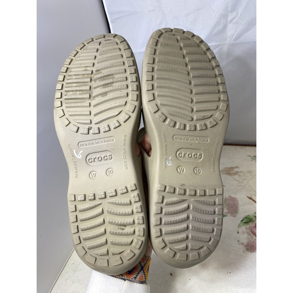 Crocs Womens tan brown Rubber Sandals Slip On Wedge Slides Shoes Sz 10 - Picture 6 of 7